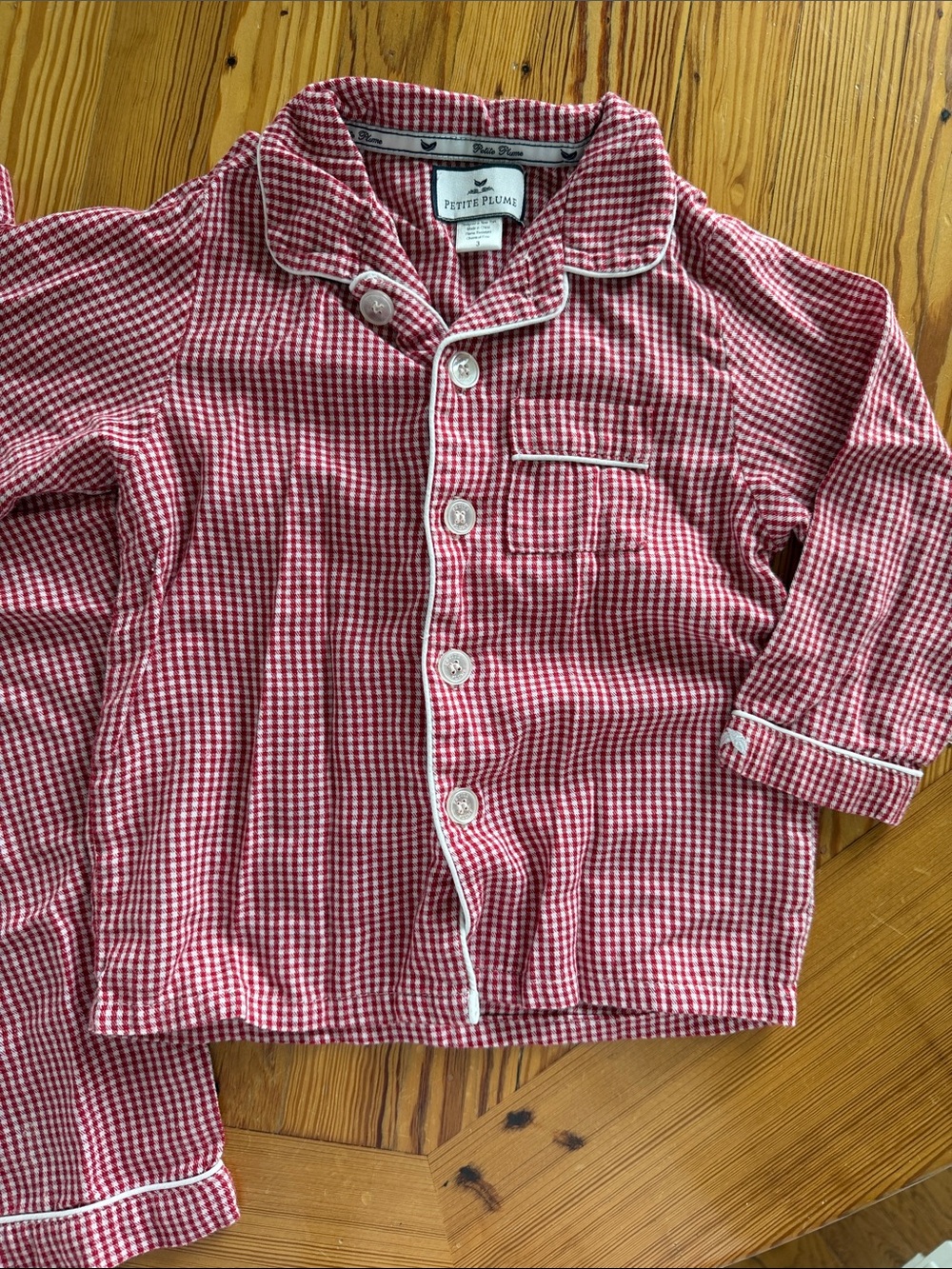 Petite Plume Red Gingham Pajama Top